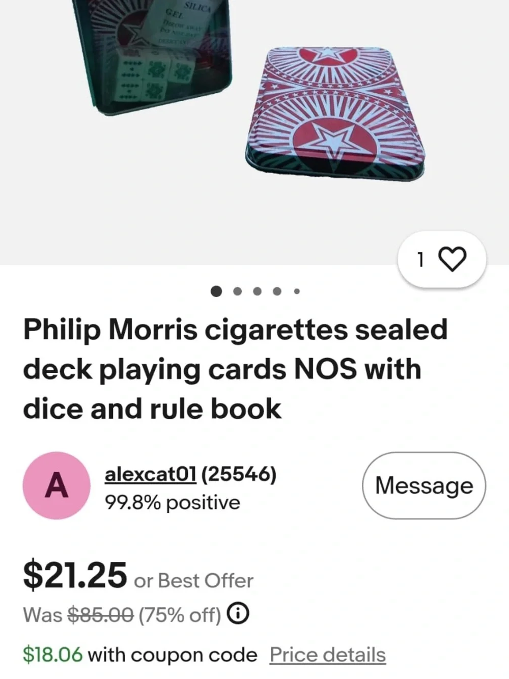 Red Star Pattern Playing Dice Tin